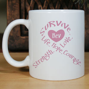 Survivor Ribbon - Breast Cancer Awareness personalized Coffee Mug