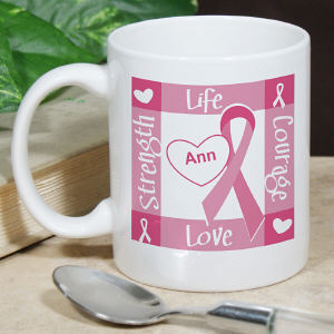 Ribbon of Heart - Breast Cancer Awareness Personalized Coffee Mug