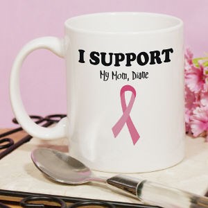 I Support - Breast Cancer Awareness Personalized Coffee Mug